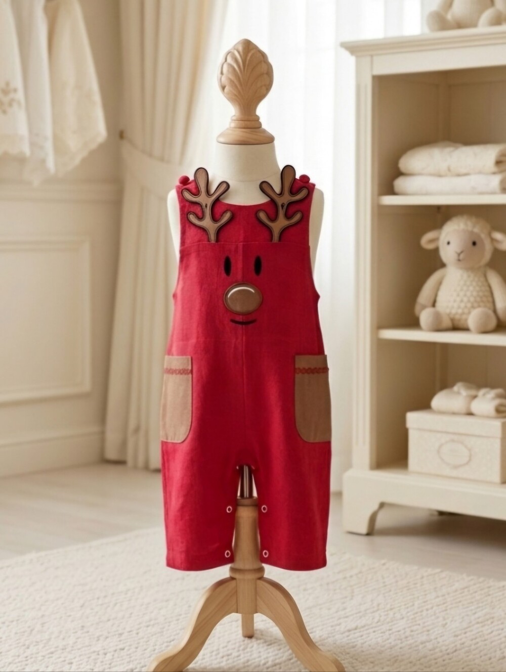 Lil Cactus Cutest Reindeer Red Longall with Pockets Size 3-6M